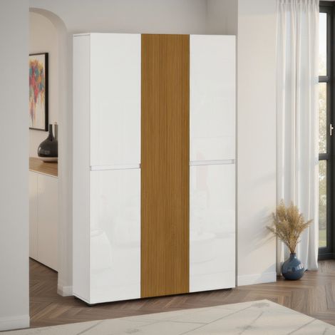Armario Multiusos Grande Palasio, 20 Estantes, Cajones Made in Italy, 24 Compartimentos, 120x200h cm Blanco Brillante (1/5)