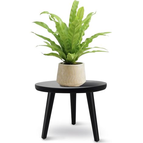 Support Plantes Interieur, Porte Plante Interieur en Bois Rond, Étagère Plante de Fleur pour Maison Balcon Jardin Intérieur (Noir-m) (1/5)