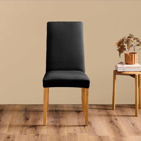 Housse de chaise extensible en polyester coloris noir (1/4)