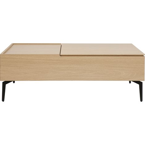 Mesa de centro elevable de madera clara y metal negro 102,5 cm SEDA