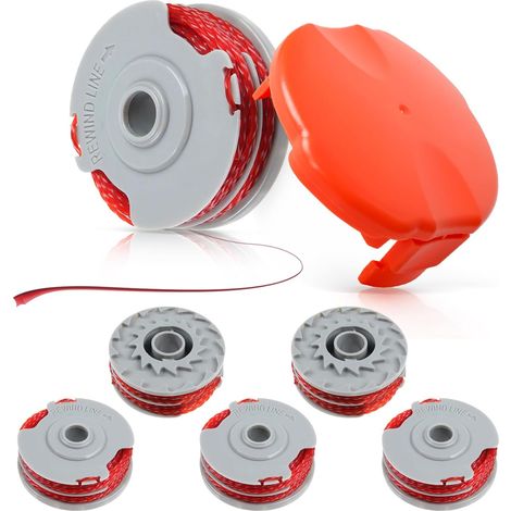 Bobine de rechange pour débroussailleuse Flymo FLY021/513937190, 0,2 cm 11 m compatible avec Flymo Contour 500 XT/Power Trim/Mini Trim avec housse FLY060 (6 bobines + 1 couverture) (1/5)