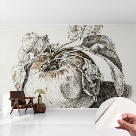 Selbstklebend Tapete modern Wohnzimmer - Wanddekoration - einfach anzubringen Apfelblätter 416x254 cm (1/5)