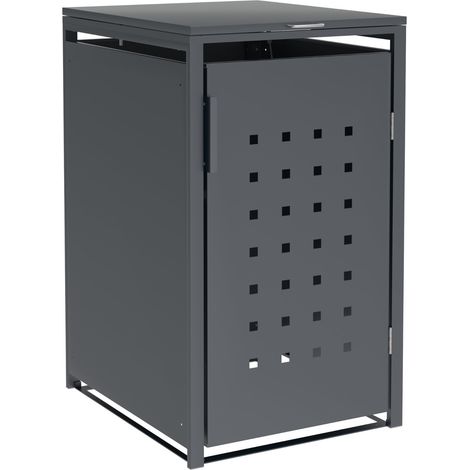 TRIER: Mülltonnenbox 68x80x116cm, für Tonnen 120 und 240 Liter, Stahl anthrazit. Tür und Deckel klappbar