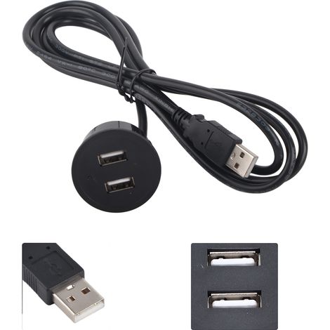 Multiprise de charge USB pour canapé, chargeur de téléphone portable intégré, alimentation de bureau USB, double prise de charge USB, 1,5 m, noir. (1/5)