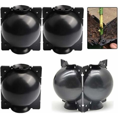 Plant Grafting Box, 4Pcs Plant Rooting Device, High Pressure Box for Plants, Propagation Cutting Ball for Garden Growth Breeding Transplant (Black (1/4)