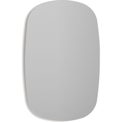 Espejo de pared en líneas curvadas, de la colección Eclipse, fabricado en MDF lacado en color mostaza.