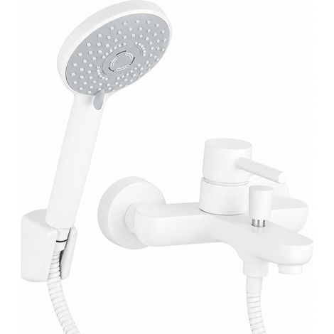 Monomando exterior para bañera en color blanco mate Pollini Jessy MXVAMCMMCBO  Blanco mate