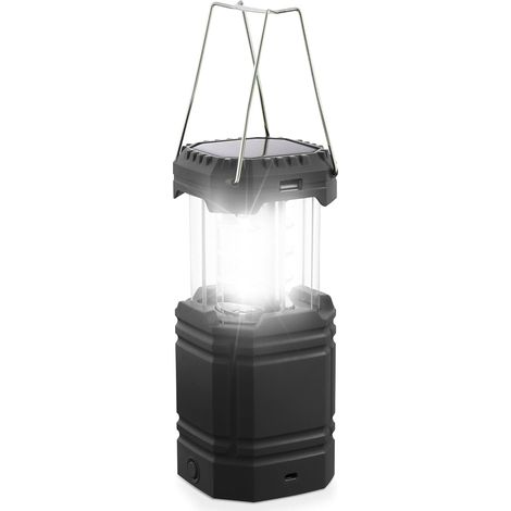 Lanterne Solaire de Camping à Manivelle, Lampe de Poche D Portable Ultra Lumineuse, Batterie 3000mAh et Autonomie 30-35 H, Charge Port USB & Etanche pour l'Extérieur, Lecture, Randonnée, Urgence (1/5)