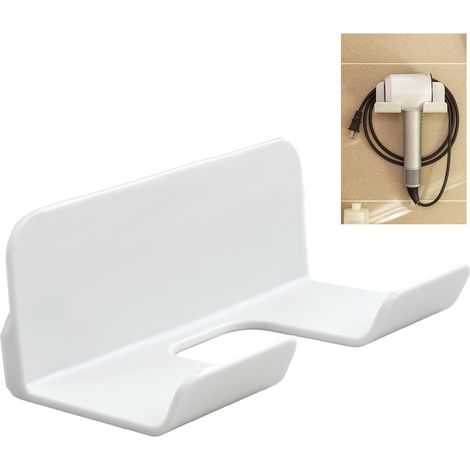 Soporte para secador de pelo sin taladro, práctico soporte de pared para secador de pelo, soporte para secador de pelo de baño - Soporte universal para la mayoría de secadores de pelo