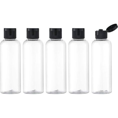 100 ml Bottles with Flip-Top Closure (5-Pack), Refillable Cosmetic Travel Bottles - Transparent (1/5)
