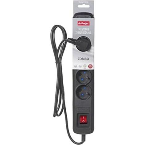 Multiprise 5 prises noire 2300 watts compacte (1/4)