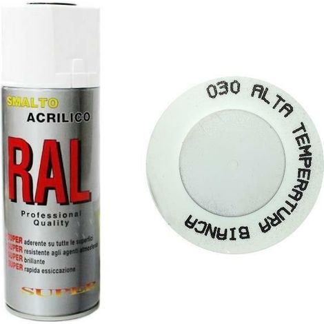 Bomboletta spray alta temperatura bianco 600� rapida essiccazione marmitte calda