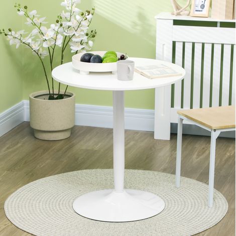 Tavolo da pranzo rotondo 70 cm bianco, MDF e acciaio (1/5)