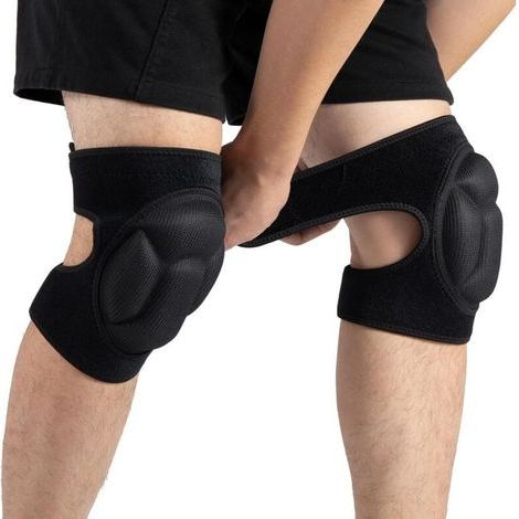 Ginocchiere unisex, in schiuma EVA da 20 mm, con cinghie regolabili, antiscivolo, nere – ideali per giardinaggio, lavori edili, sport e pulizie, per adulti e professionisti. (1/5)