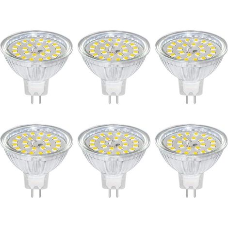 Ampoule GU5.3 LED 12V 5W Blanc Neutre 4000K, Ø50mm, Équivalent GU5.3 35W 50W, 500LM, AC/DC 12V MR16 GU5.3 Spot LED Encastrable pour Jardin Extérieur/Entrée, Non-dimmable, lot de 6 (1/5)