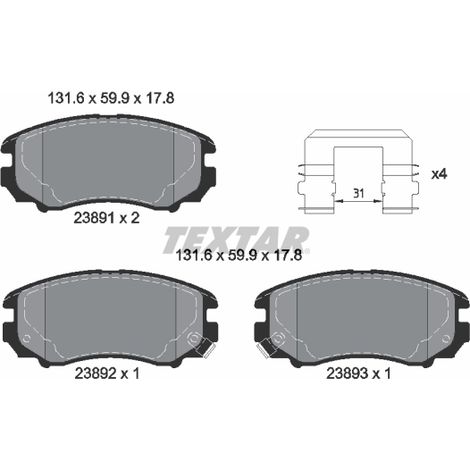 Kit de plaquettes de frein, frein à disque Textar 2389105 BAIC 581012EA21