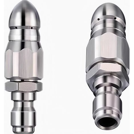 Lot de 2 buses de nettoyage haute pression pour canalisations, pour un nettoyage et un débouchage efficaces des canalisations et des systèmes d'évacuation, avec raccord rapide 1/4 pouce (1/5)