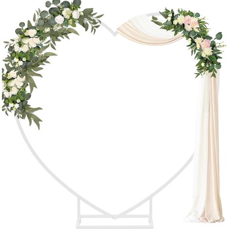 Cadre en arc, design en forme de cœur, construction en métal durable, BLANC, 2.2x2.2m (1/2)