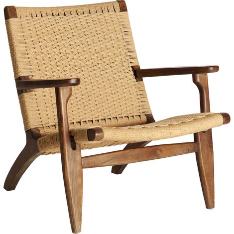 Fauteuil bohème en bois d'orme et corde - brun et brun clair (1/5)