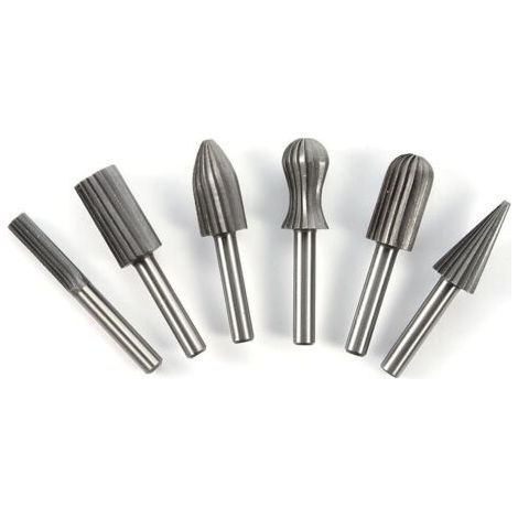 Sollbry Lot de 6 fraises rotatives pour meuleuse - Tige ronde de 6 mm - Outils de sculpture du bois (1/5)