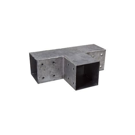 Winox – Connecteur 3D en T angles 90° pour poteau 9x9 cm – Acier galvanisé – 12 trous de fixation Ø 5 mm – Pour structures extérieures