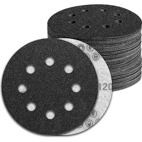 Disque Abrasif Sec and Eau Grain Carbure de silicium pour Ponceuse Excentrique 100 pièces 125mm 8 trous 120 (1/5)