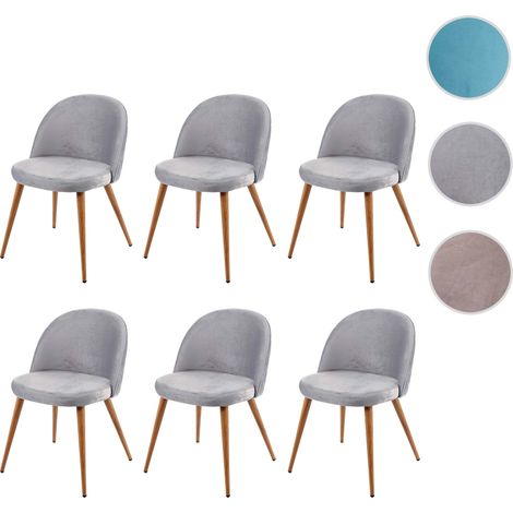 6x chaise de salle à manger HWC-D53, fauteuil, style rétro années 50, en velours - bleu turquoise (1/3)