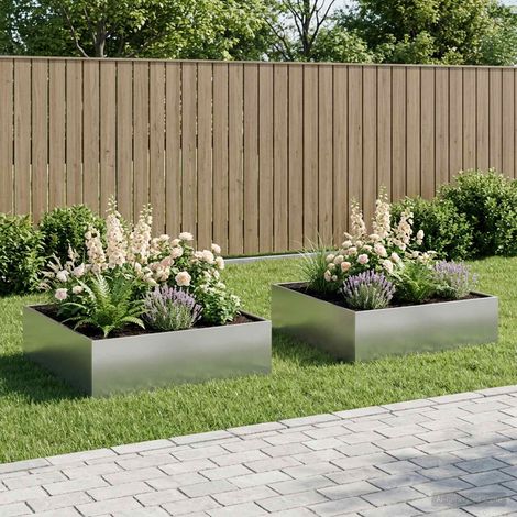 Cache-pot de jardin 2 pc Argenté 80 x 80 x 30 cm (1/5)