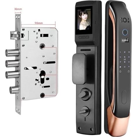 Serrure de porte intelligente Serrures Électroniques À Mot De Passe Numérique, Déverrouilla Automatique À Distance Par Application, Serrure De Porte Intellinte À Empreintes Digitales Avec Caméra ( Col (1/5)