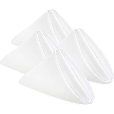 Servilletas de tela reutilizables, juego de 24, poliéster suave, 43x43 cm, blancas, para eventos, bodas, comidas familiares, fiestas. (1/4)