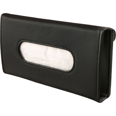 royaluxe - Boîte de Mouchoirs pour Pare-Soleil de Voiture, Voiture en Cuir Accessoires De Pare-Soleil Porte-Papier Mouchoir Clip, Conteneurs de Stockage de Mouchoirs en Cuir (Noir), (1/5)