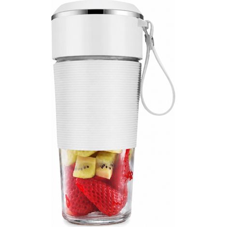 Blender Portable Rechargeable Blanc K10 avec Gobelet en Verre, Batterie 1200 mAh et 4 Lames en Acier Inoxydable 304 (1/5)