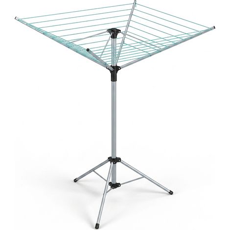 Relaxdays Washing Line, Rotating Clothes Dryer with Stand, 15m Length, Outdoor Laundry Spinner, Height: 140 cm, Silver (1/5)