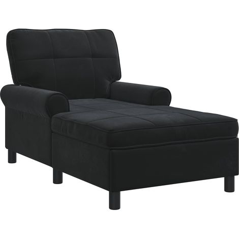 Chaise Lounge with Cushion Black 91 x 157 x 91 cm Velvet vidaXL