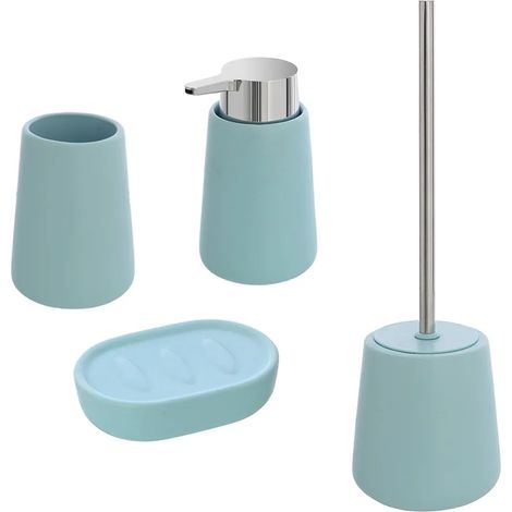 Set accessori bagno 4 pezzi in ceramica turchese pastello Sidney (1/5)