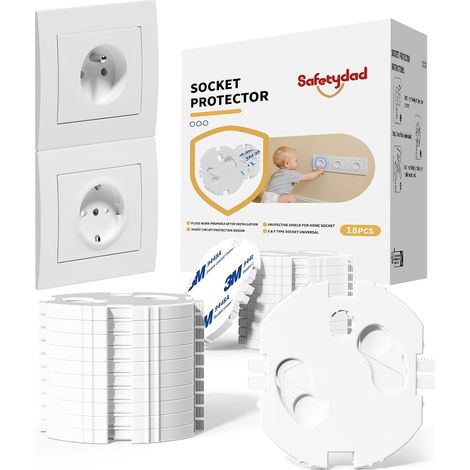 Cache Prises Bébé – Lot de 18 Sécurités Enfant, Cache Prise Électrique Type E/F – avec Adhésif 3M, installation facile sans vis – Protection Bébé et Animaux (1/5)