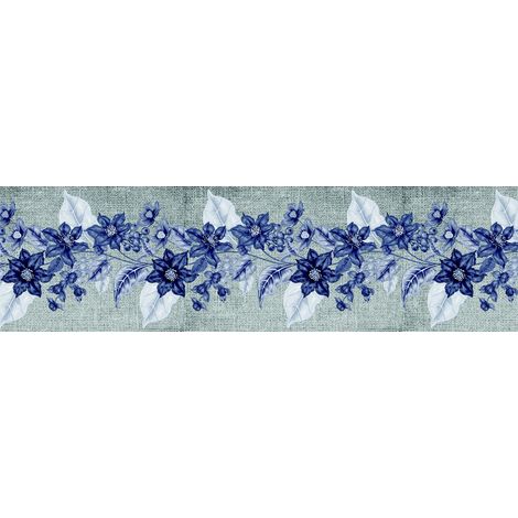 Frise auto-collante fleurs violettes styles peinture - 1 rouleau (1/5)