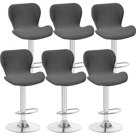 Lot de 6 housses de tabouret pivotant incurvées, gris foncé, 40 x 30 x 30 cm, pour chaise de bar à dossier bas, idéales pour les comptoirs et les cuisines (1/5)