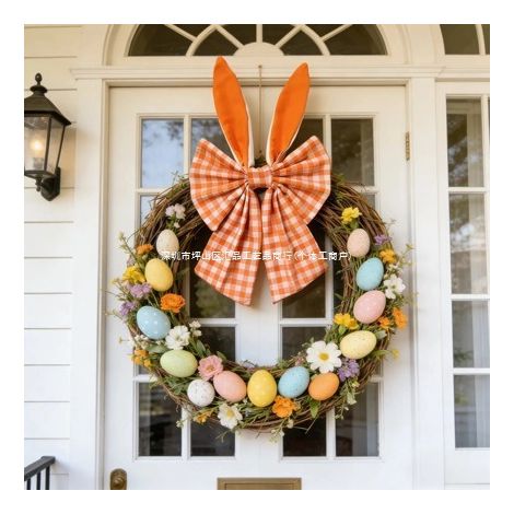 Easter bunny ear bow pendant, Christmas party birthday Halloween New Year home decoration, height 40cm, width 20cm, 50g, single strand of tie wire.