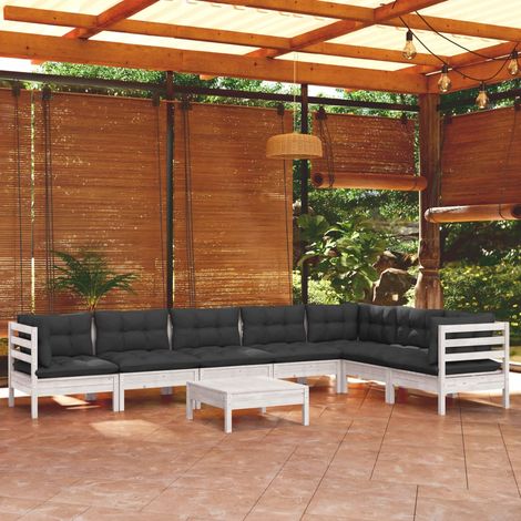 8-tlg. Garten-Lounge-Set mit Kissen Weiß Kiefer Massivholz vidaXL (1/5)