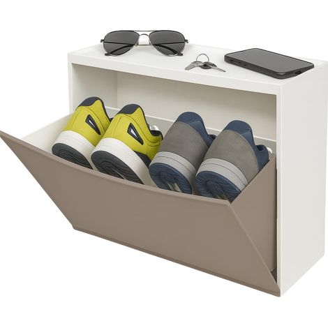 Scarpiera a parete Slim Salvaspazio 51x17x39 cm - Anta a ribalta singola per 2 paia di scarpe con frontale liscio - Scarpiera a parete da ingresso, ba (1/5)