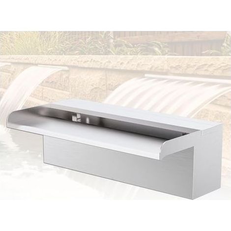 Fontaine De Piscine, Cascade Bassin Exterieur en Acier Inoxydable, Lame D’Eau, Fontaine Exterieur avec Accessoires pour La Décoration D'étang, Patio,Jardin (Long 30cm, Largeur 15cm) (1/5)