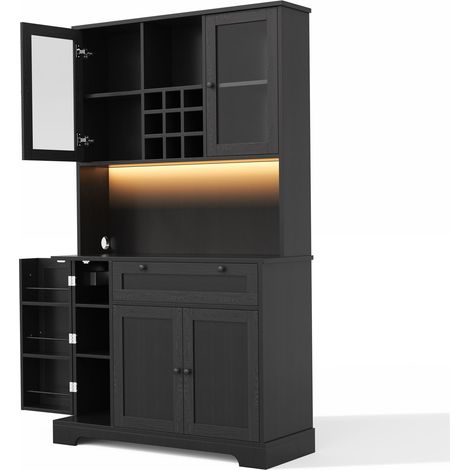 GagaBuffet cuisine LED avec prise 180 x 105 x 40 cm noir (1/5)