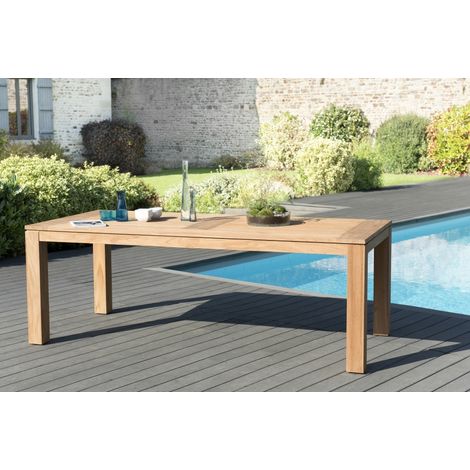 KIM - Table de jardin 6/8 personnes - DENVER 220 x 100 cm en bois Teck (1/5)