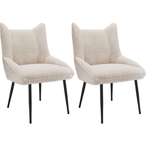 2 sillones modernos, tapizados en beige, con patas de metal. Soportan hasta 150 kg. Ideales para salón, dormitorio, estudio u oficina. (1/5)