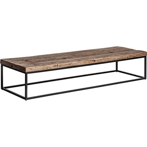 Table basse industrielle en bois naturel Vical - Chêne rustique naturel et métal noir (1/5)