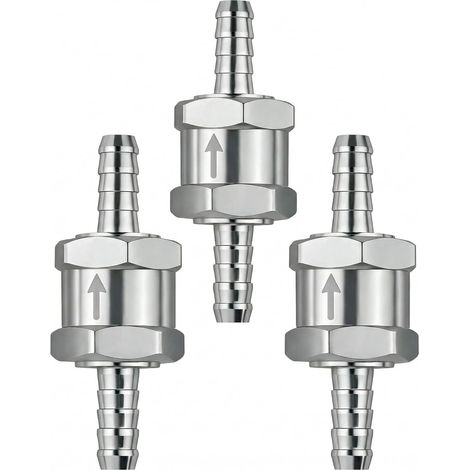 Clapet Anti Retour Gasoil 8mm, Clapet Anti-Retour en Aluminium Alliage Résistant à la Corrosion, Clapet Unidirectionnel Basse Pression pour Valve de Carburateur Auto Moto Essence Lot de 3 Pièces (1/5)