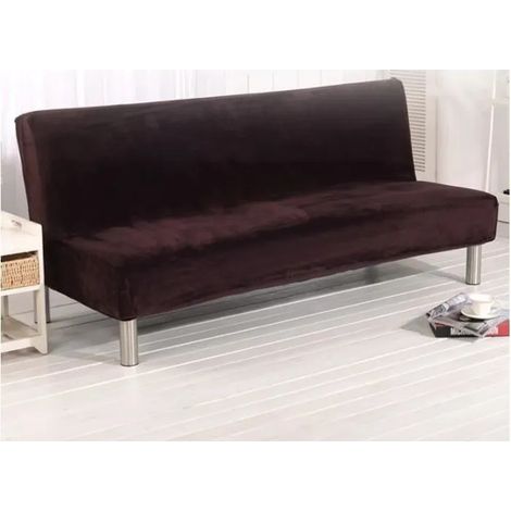 Solide Housse de Clic-Clac Extensible Housse de Canapé Sans Accoudoir Couverture pour Canapé (Marron) (1/4)