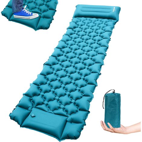 Randaco Aufblasbare Isomatte mit integrierter Fußpumpe, leichte Campingmatte mit kleinem Packmaß
