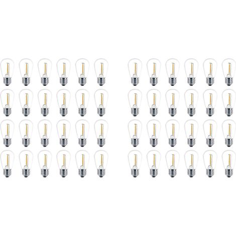Lot de 48 ampoules LED S14 de rechange 3V, incassables, pour guirlandes lumineuses solaires d'extérieur, blanc chaud (1/5)
